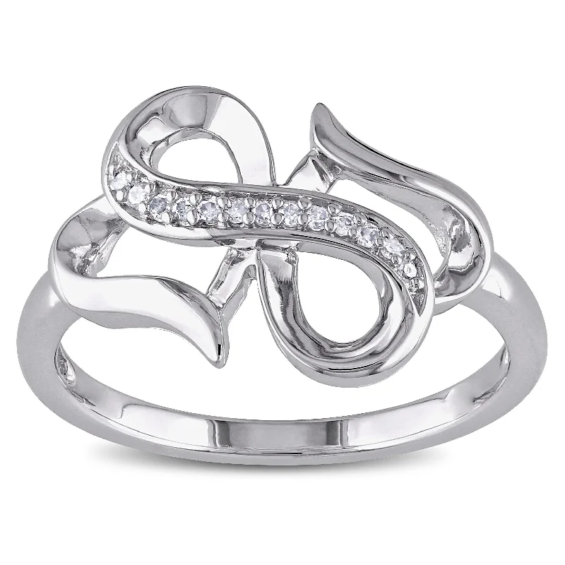 engraved rings for women -Miadora Sterling Silver Diamond Accent Double Heart Infinity Ring