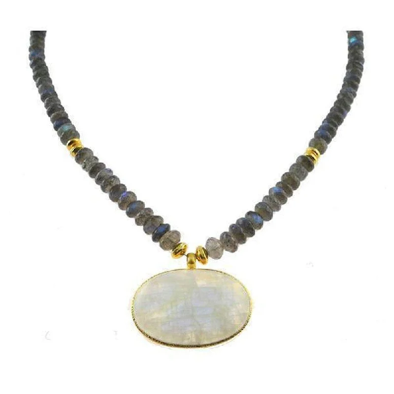 stylish pearl necklaces for women -Labradorite and Moonstone Necklace