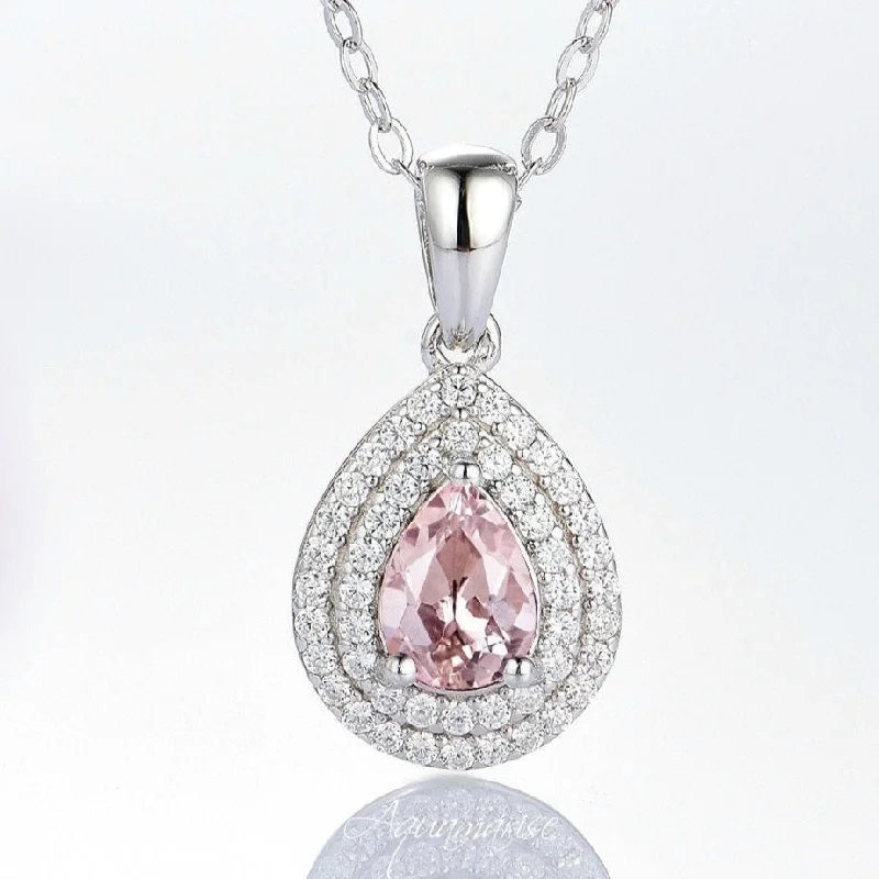 women's silver necklaces -Scarlett Morganite Necklace- Sterling Silver