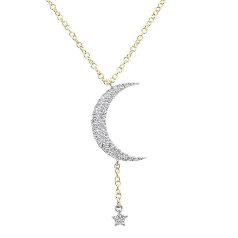 gemstone necklaces for women -Moon and Star Necklace