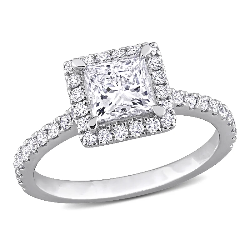 stackable rings for women -Created Forever 1ct TDW Oval-Cut Lab-Grown Diamond 3-stone Ring 14k White Gold