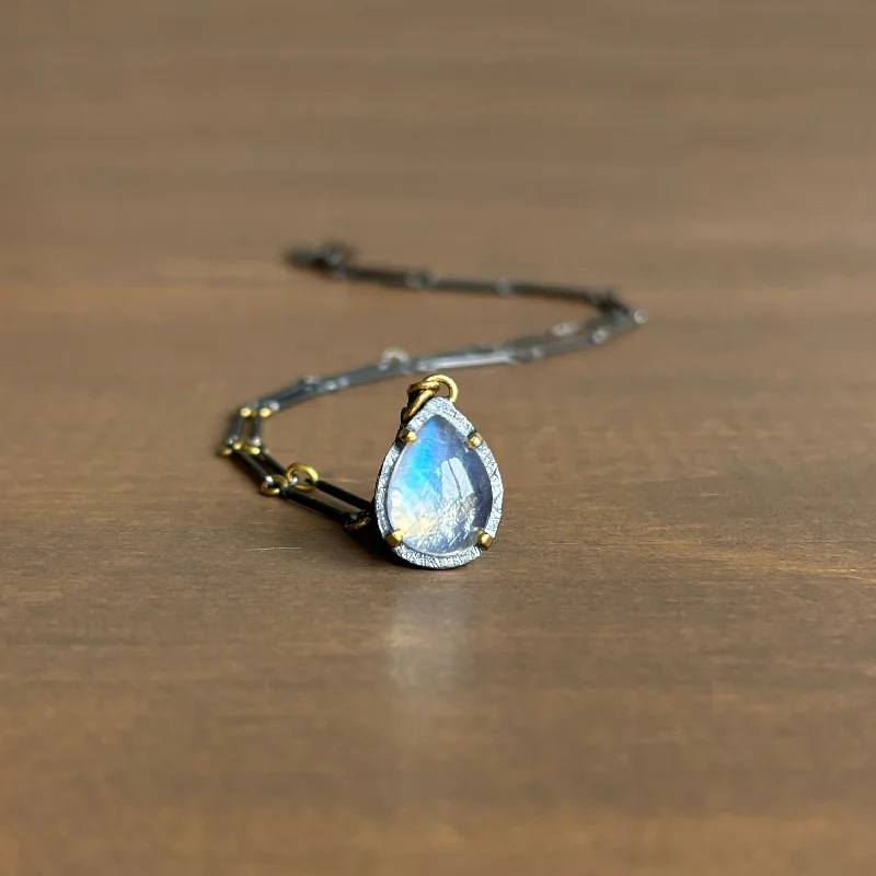 classic necklaces for women -Rainbow Moonstone Drop Necklace