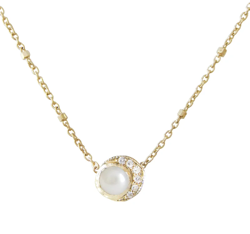 diamond necklaces for women -Baby Moon Pearl Necklace