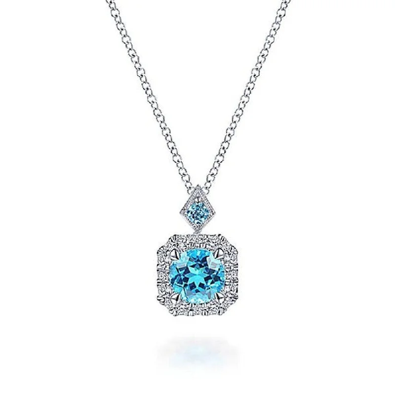 diamond pendant necklaces for women -Swiss Blue Topaz Necklace