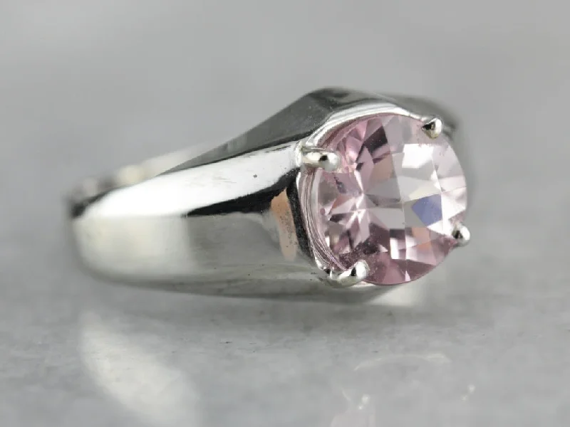 Vintage Pink Tourmaline White Gold Ring