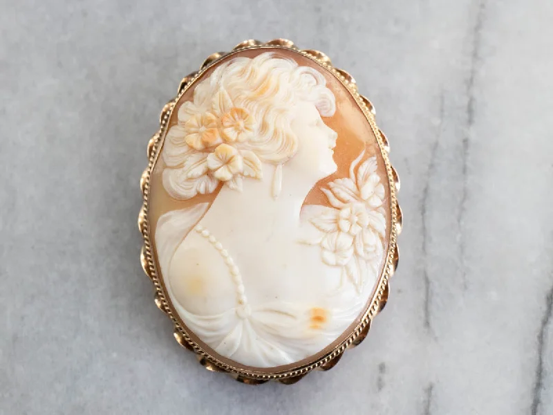 animal brooches for women -Large Retro Era Cameo Brooch