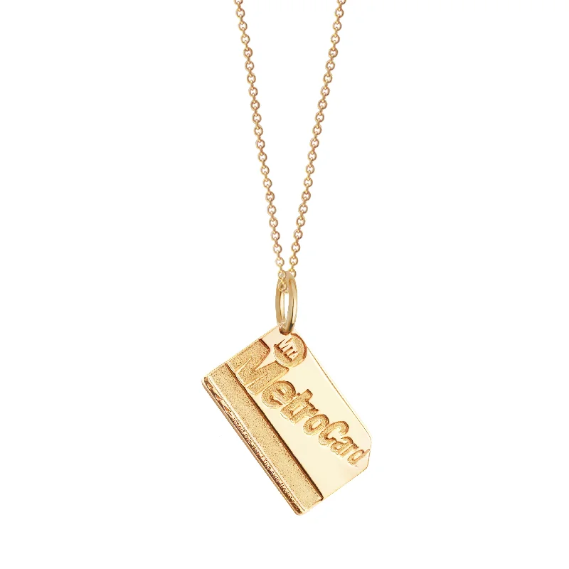 layered necklaces for women -Gold Vermeil Mini MetroCard Charm Necklace