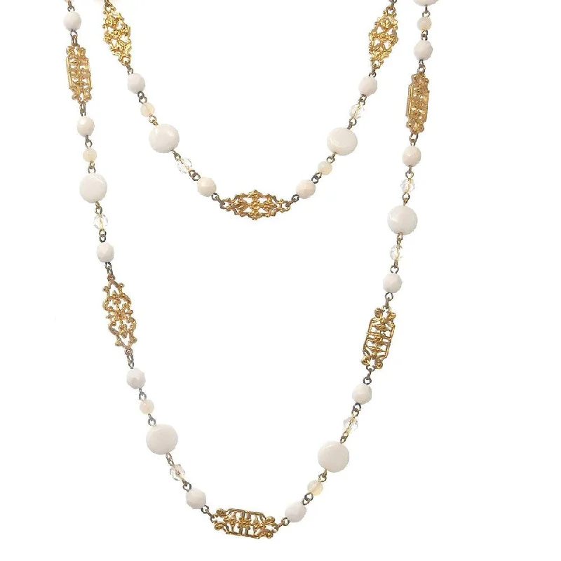 thick chain necklaces for women -White Bead Necklace