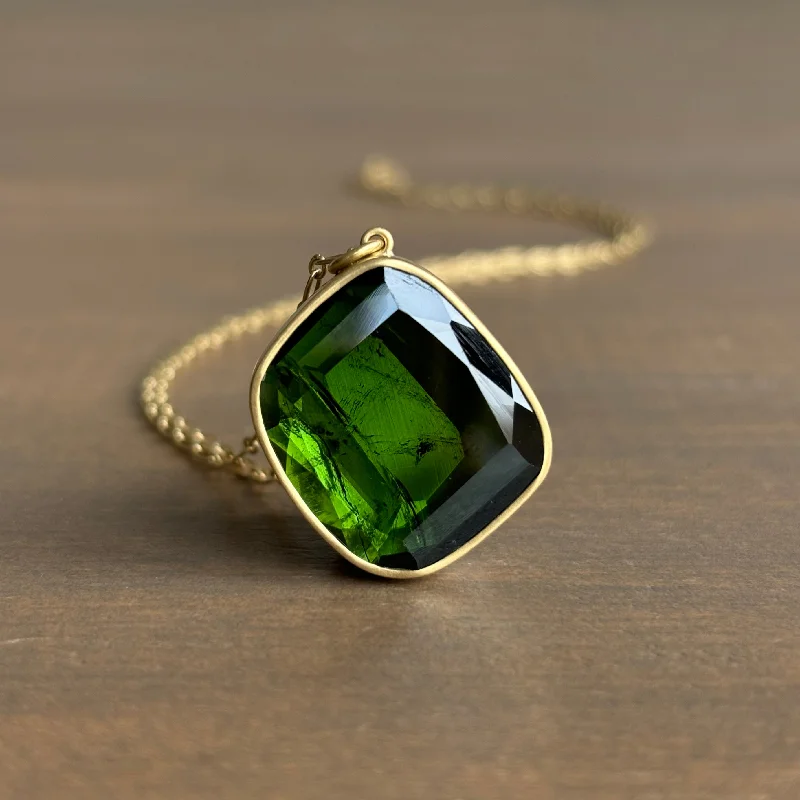 boho chic necklaces for women -Green Tourmaline Shard Pendant