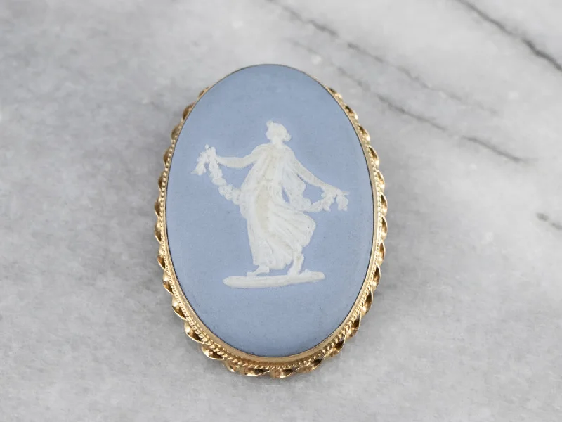 large brooches for women -Vintage Wedgwood Cameo Brooch or Pendant