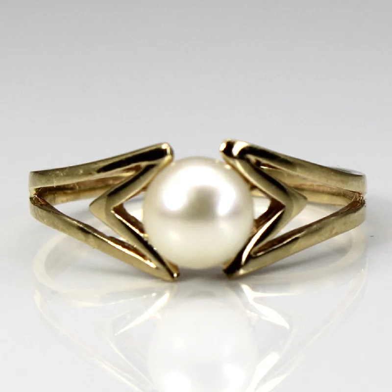 Offset Pearl Gold Ring | SZ 7 |