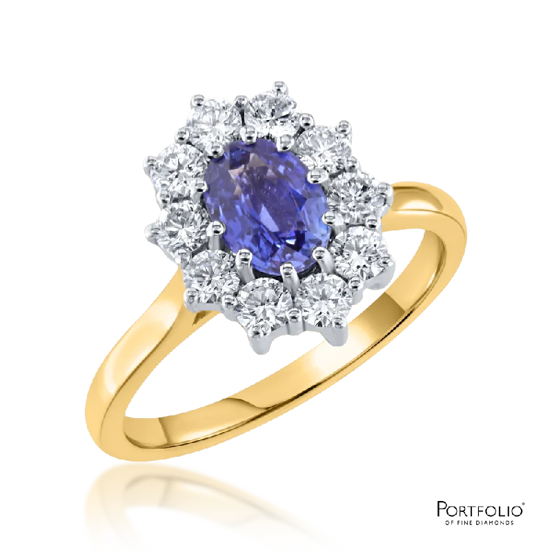 Cluster 0.84ct Sapphire Yellow Gold Ring