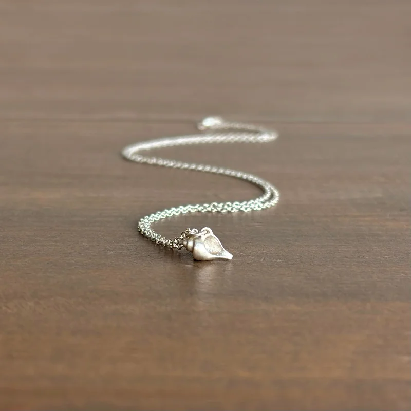 simple necklaces for women -Tiny Silver Whelk Shell Ruthie B. Necklace