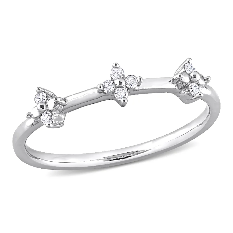 luxury rings for women -Miadora 1/10ct TW Diamond Floral Promise Ring in Sterling Silver