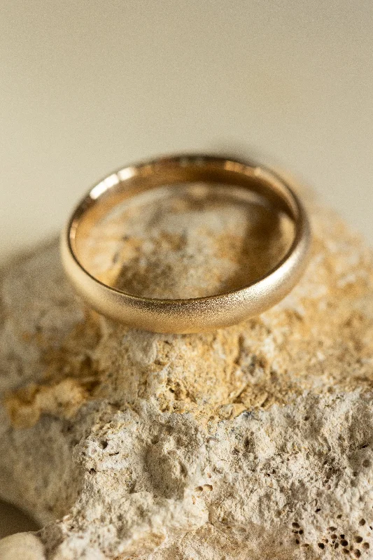 READY TO SHIP: Classic satin wedding band in 14K yellow gold, AVAILABLE RING SIZES 9.5 - 11US