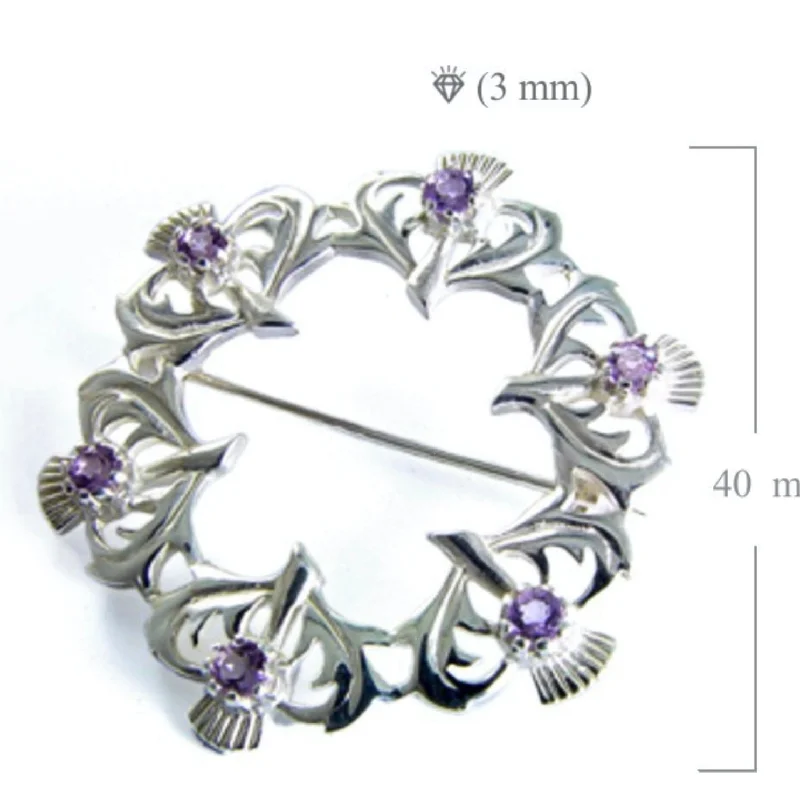 custom flower brooches -Sterling Silver Thistle Brooch