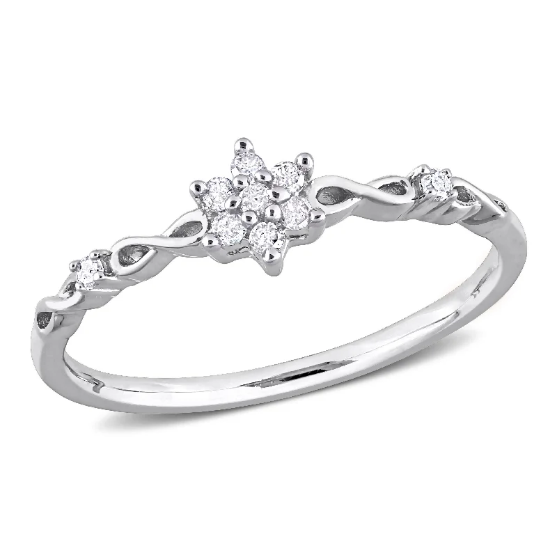 promise rings for women -Miadora 1/10ct TW Diamond Floral Promise Ring in Sterling Silver