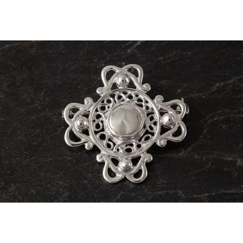 crystal brooches for women -St Ninian's Isle Sterling Silver or 9ct Yellow Gold Brooch - B53